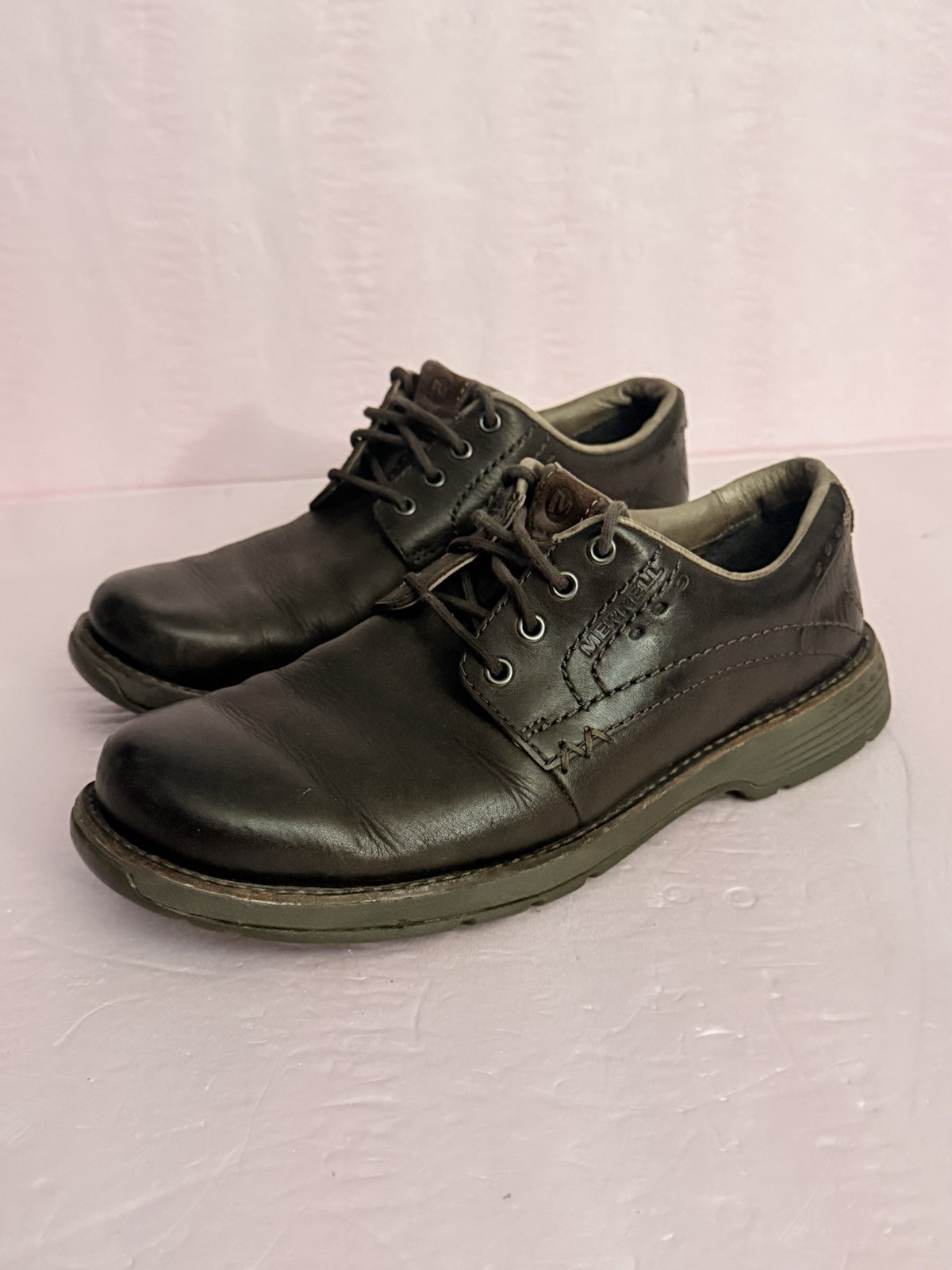 MERRELL REALM MEN’S EXPRESSO LEATHER LACE UP OXFORD DRESS SHOES SIZE 8.5 Brown