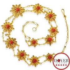 Vintage 5mm Coral 18K Gold Graduated Floral Swirl Necklace 24.6 Gram NR
