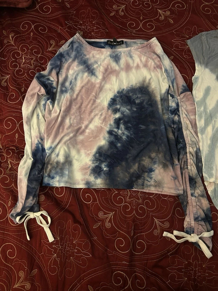 Corbata de muñeca Derek Heart para mujer M Tie Dye hippy corta y clase de arte XL rosa azul gris Foto 3 de 4