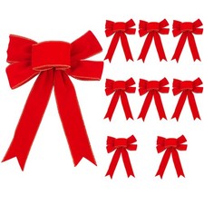 Christmas Red Velvet Bows 9 x 12 Inches, Large Decorative Holiday Decorations