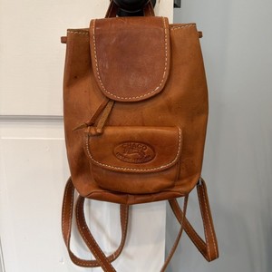 CHACO Vintage Tan Leather Backpack Vintage Chaco Brown Leather Backpack Soft Case Straps Women  main image 4