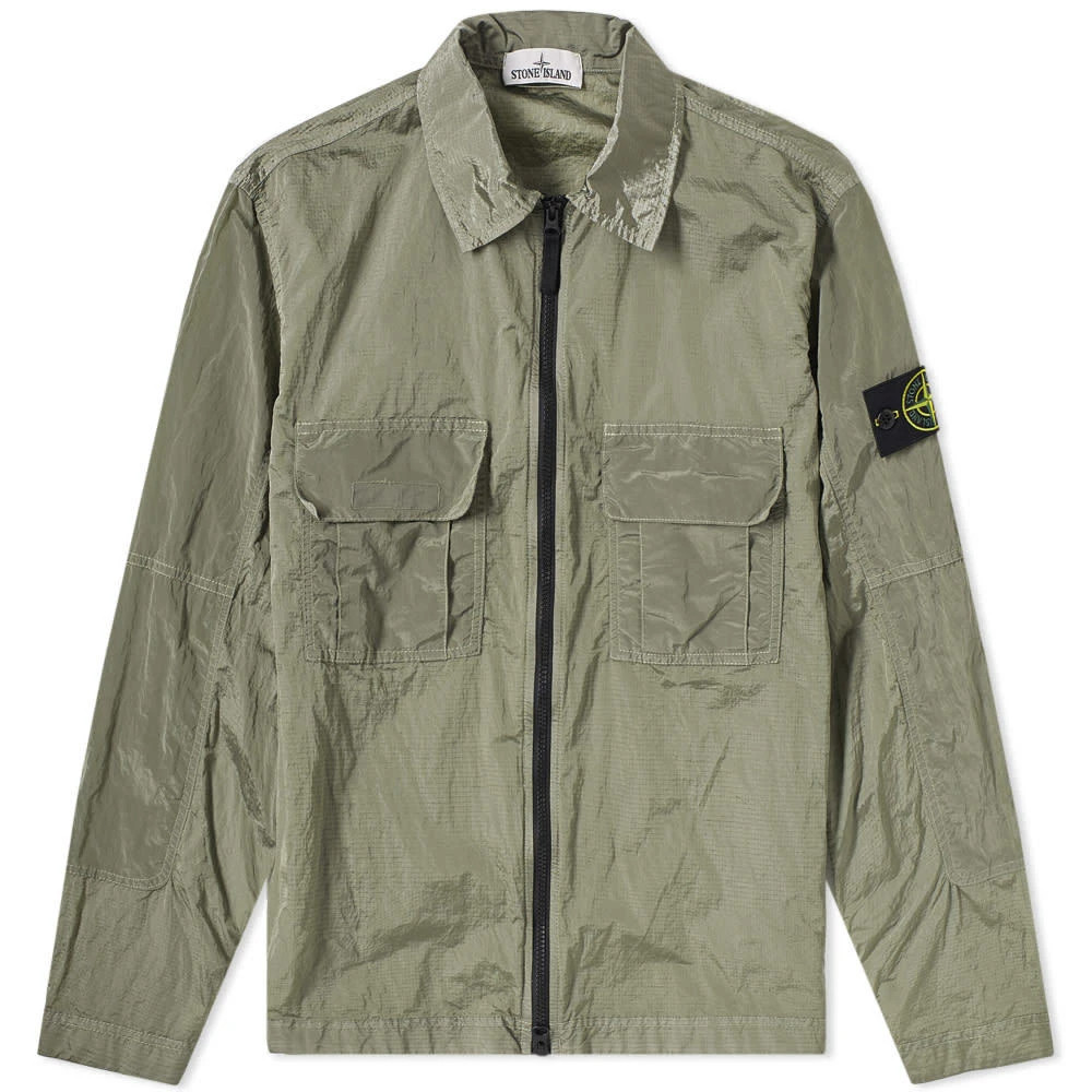 Stone Island Men's Packable Metal Overshirt Zip Nylon Olive Light