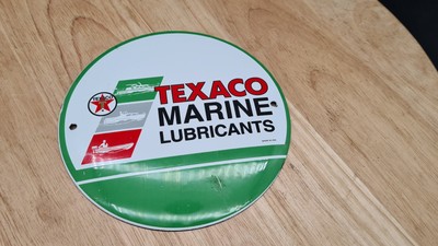 6'' gewölbtes Emaille Werbeschild TEXACO Marine Schmierstoffe Mancave Sammlerstück