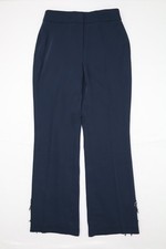 Elie Tahari Floral Embellished Flare Pants Sky Captain Navy Size 4 Lined W28 L30