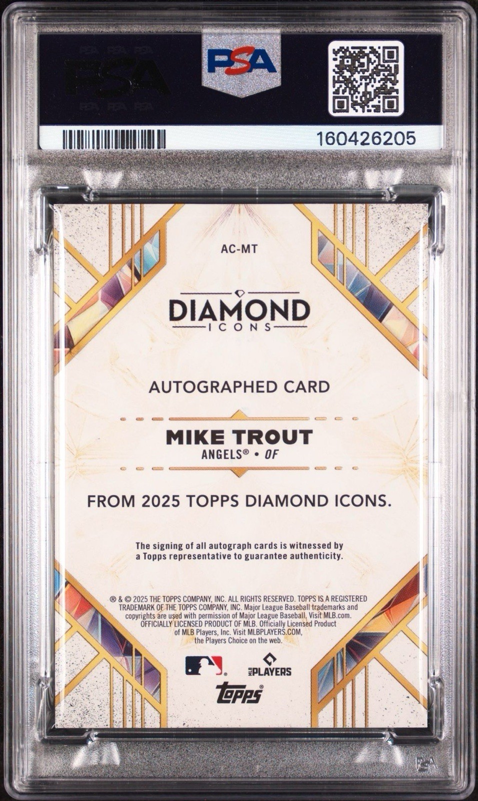 MIKE TROUT 2025 TOPPS /15 Auto PSA 8 view 2