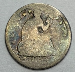 Collectible 1854 Arrows Seated Liberty Silver Half Dime Good Details