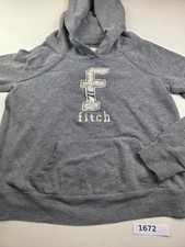 Girls Abercrombie  Fitch Hoodie Sweatshirt Size M Grey White 1672