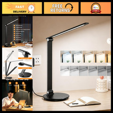 Adjustable LED Desk Lamp with USB Charging, Touch Control, 6 Brightness  Colors