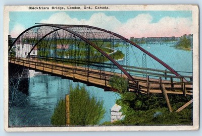 London Ontario Canada Postcard Blackfriars Bridge c1930's Vintage Unposted