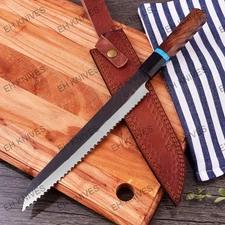 "14 Handmade D2 Slicing Sharp Premium Bread Knife with Sheath