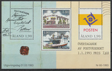 == Åland. Bloc ★★ Autonomie postale : Nouveau service et logotype — 1993 ==