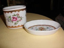 Vintage European Porcelain Cigarette Match Toothpick Holder & Ash Tray