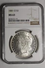 1881 O Morgan Silve Dollar Blast White NGC MS63 #171