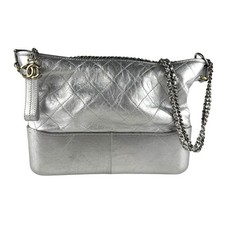 Borsa a tracolla originale CHANEL Gabrielle argento/oro pelle/metallo - z8277