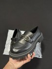 Women’s Black Monk Strap Dress Shoes Slip-On Lug Rubber Sole Faux Leather US 9 — photo 3