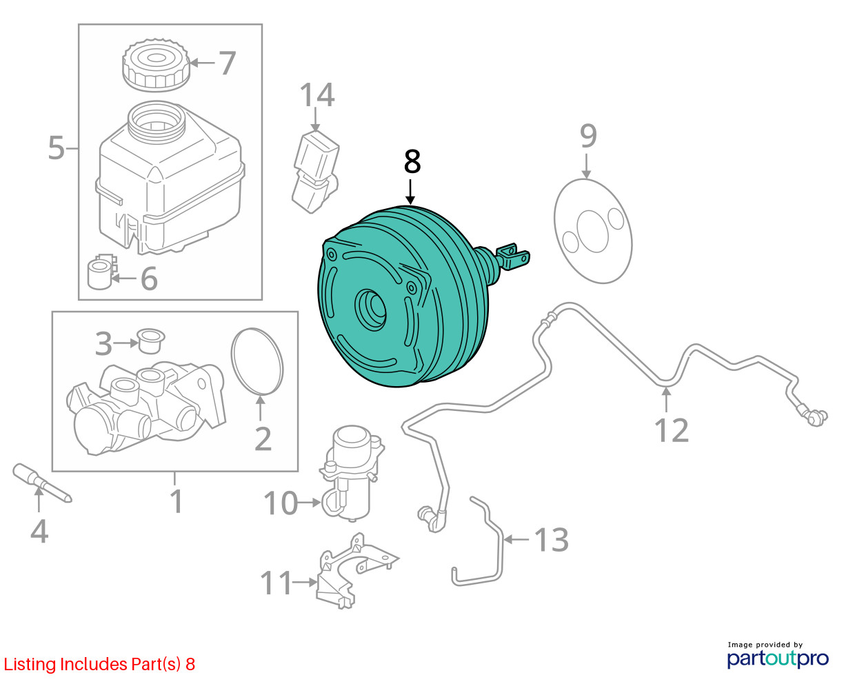 2014-2019 BMW I8 OEM POWER BRAKE BOOSTER ASSEMBLY W/ RESERVOIR 296866744