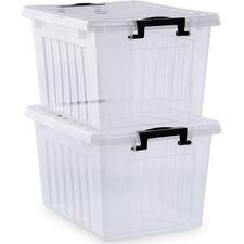 2 Pack 15Quart Sealed Clear Storage Boxes with Lids for Home