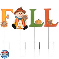 Fall Yard Stakes Lawn Decorations Outdoor, Metal Thanksgiving Fall Yard Signs
