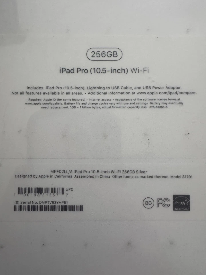 Apple iPad Pro 1st Gen (10.5 inch) A1701 256 GB Wi-Fi (Silver) - New Sealed - Image 3 of 4