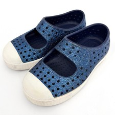 Native Toddler Girls Blue Juniper Bling Glitter Shoes Sz 6