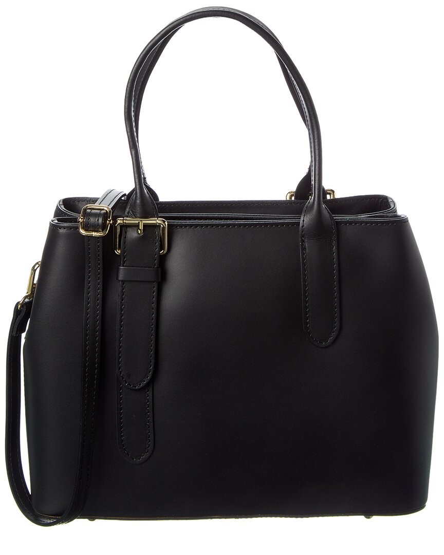 Italian Leather Top Handle Bag Womens Black 18390₽
