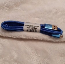 NEW Wireless Gear 6Ft. Fabric Micro USB Blue Cable