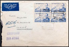 Spain. Spanish State Certified Mail. Cover 944(4). 1949. 1 Pts Blue Ultra