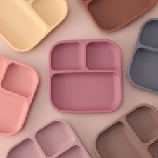1PCS Free Silicone Divided Square Plate Suction Baby Leakproof Toddler Kids