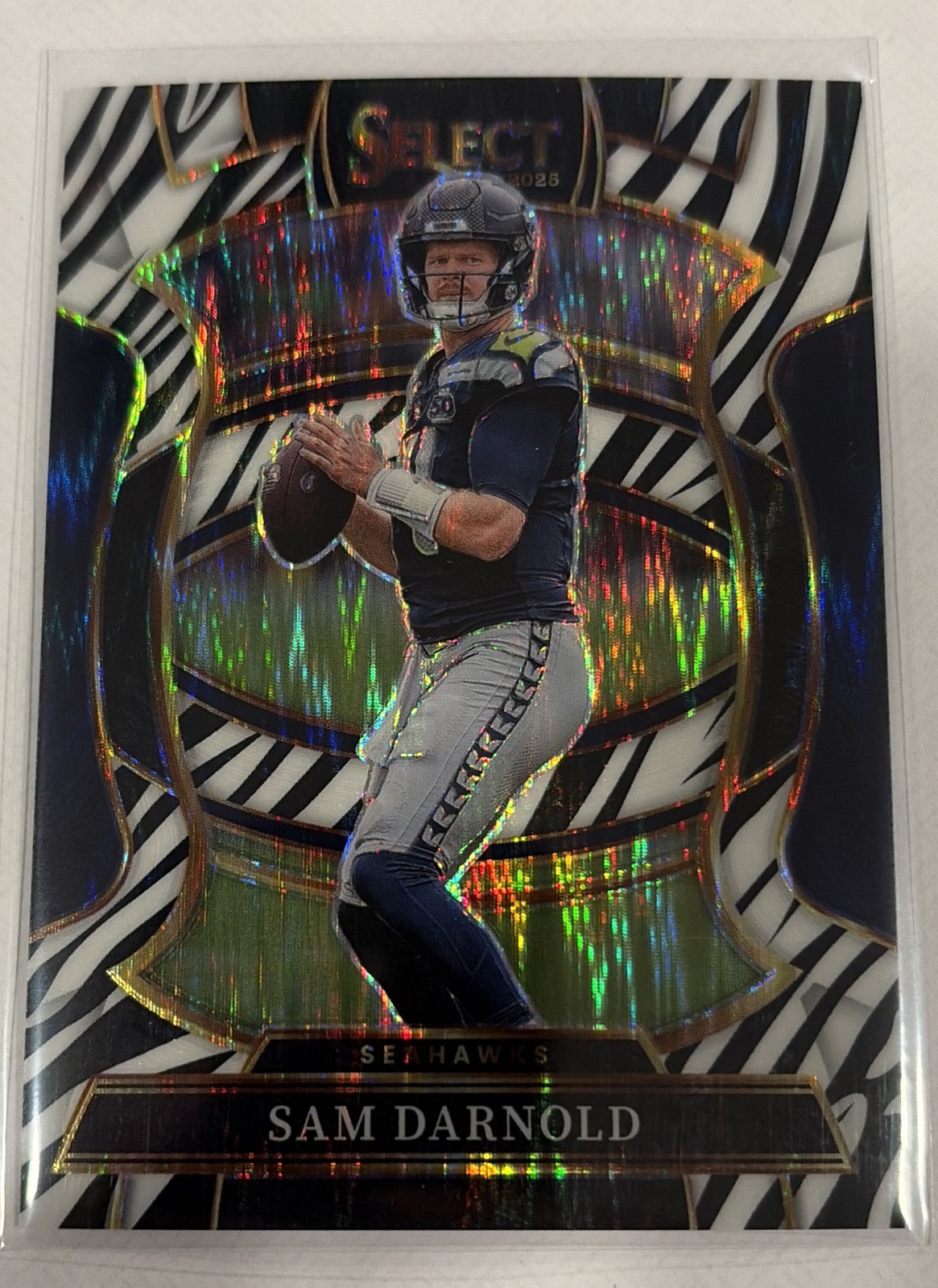 2025 Panini Select - Sam Darnold #13 Concourse Zebra Prizm - Seattle Seahawks