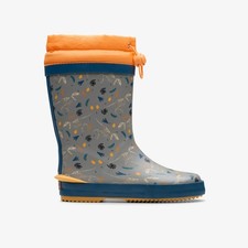 Clarks Boys,Girls,Kids Unisex Tarri Race Toddler Grey Print Wellies Synthetic