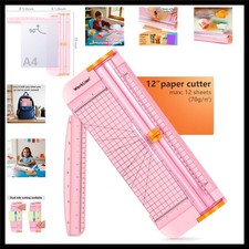 Straight Paper Cutter For crafting Pink 12 Inch Paper Trimmer With Security...