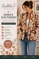 NWT Simply Southern Women  s Size S Reversible Quilted Jacket Black/Orange Floral