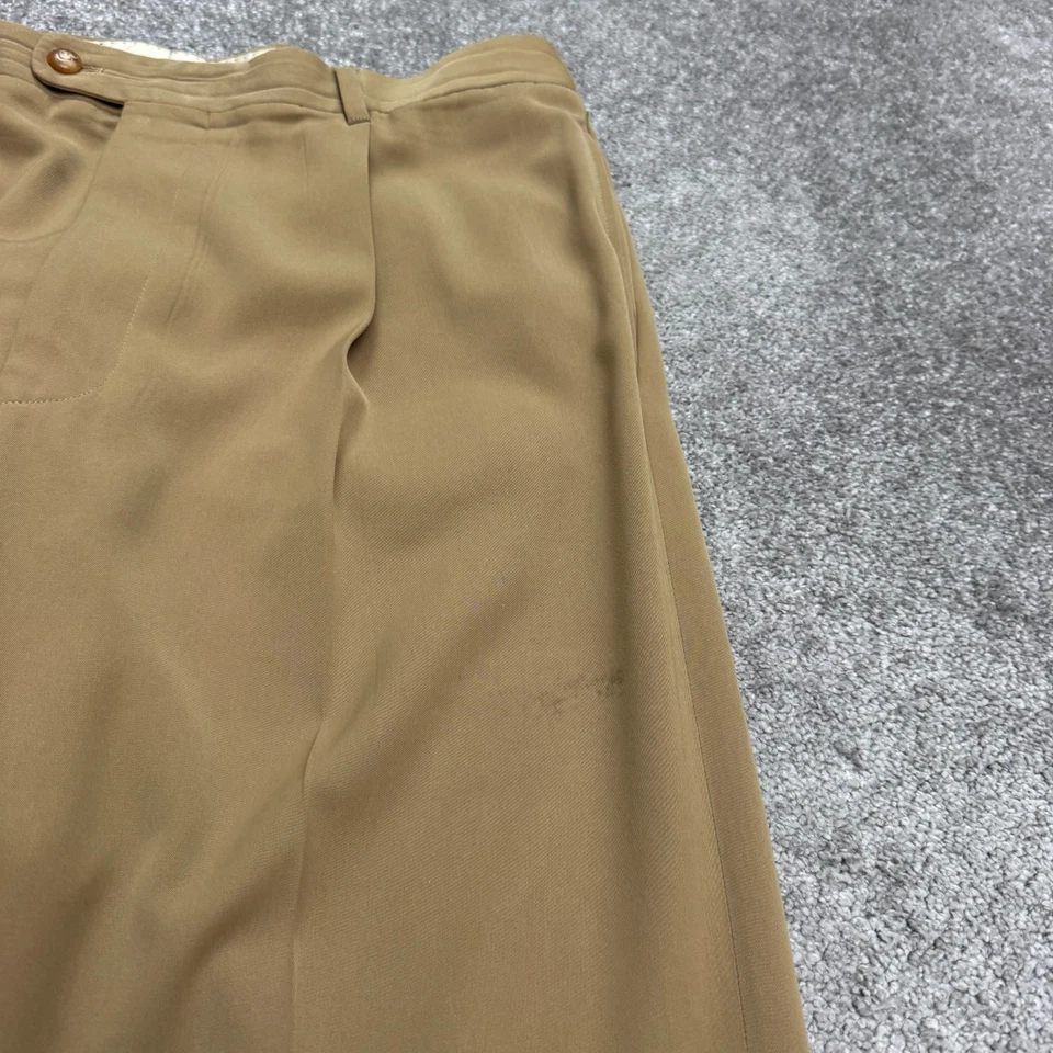 Pantalones de vestir vintage años 80 Bernard Zins plisados delanteros para hombre 36 marrón caqui recto Foto 4 de 4