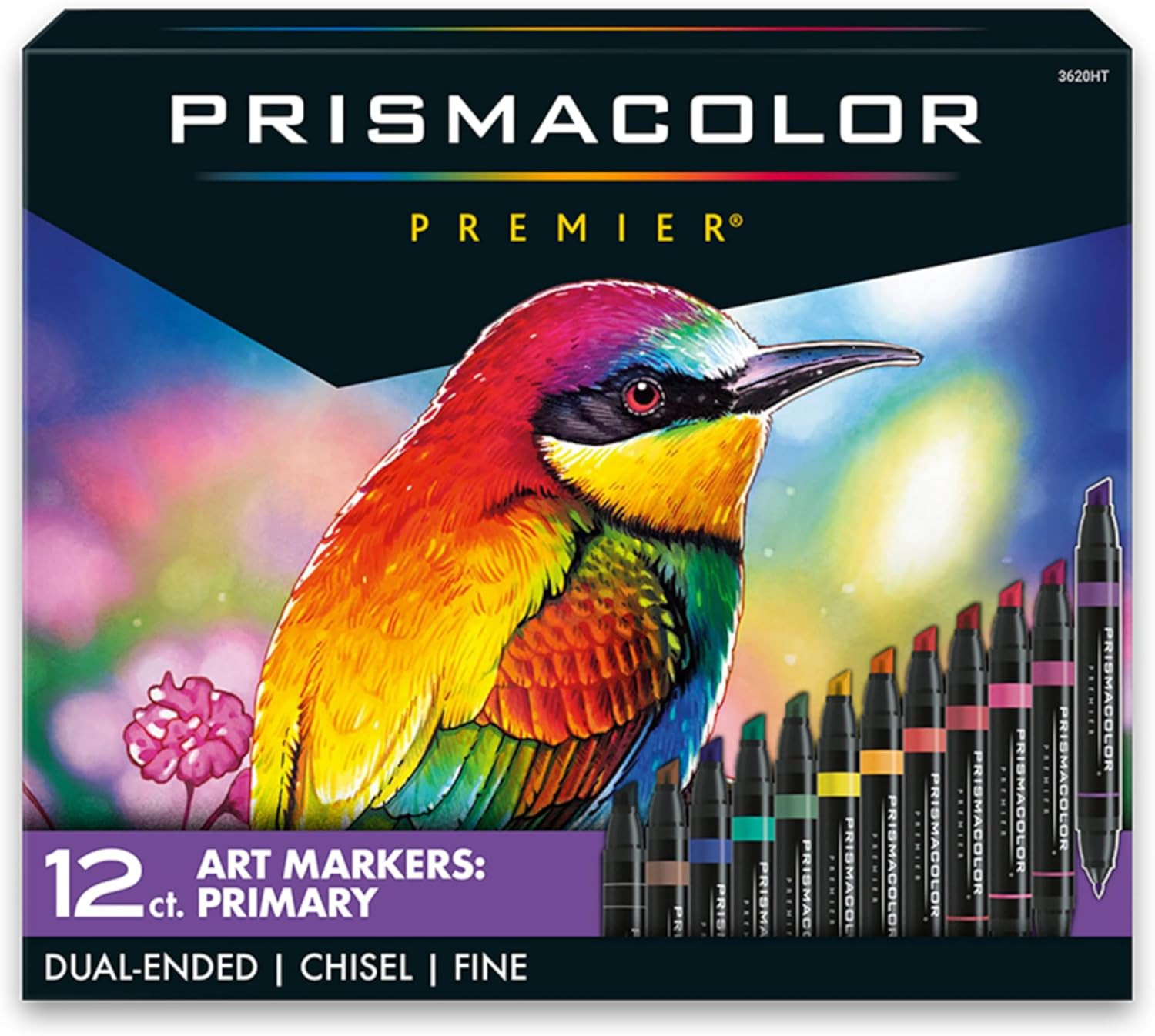 Premier Dual-Ended Art Markers, Chisel and Fine Tips, Primary Colors, 12 Count -
