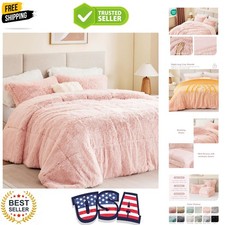 Malea Shaggy Comforter Set, Long Faux Fur Cozy Down Alternative, Modern Casua...