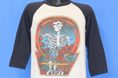 vintage 80s GRATEFUL DEAD SKULL ROSES BERTHA MOUSE KELLEY 3/4 SLV t-shirt MED M
