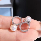 gorgeous pair of  9-10mm south sea round white pearl dangle earring 925s（xy)