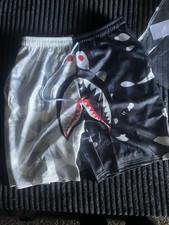 A Bathing Ape Shark Camouflage Bermuda Shorts Polyester Elastic Waist Hip Hop