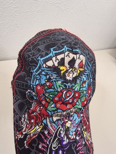 VTG Ed Hardy Kills Caps Rhinestone Trucker Hat Love Kills Slowly Cap Aces *SEE* - Picture 4 of 15