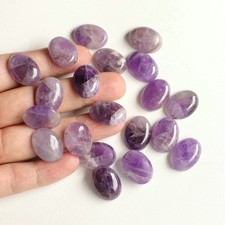 20pcs Natural Amethyst Stone 15x20mm Oval Cab Cabochon DIY Jewelry No Holes