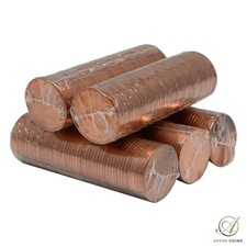 1971 5x rolls of BU Halfpenny coins in *original packaging* - from England