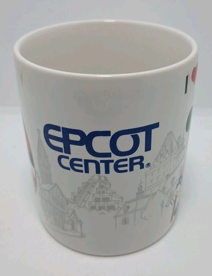 Taza Centro Epcot Disney World De Colección Rara Espectáculo Mundial I Love EE. UU. Tailandia Foto 3 de 4