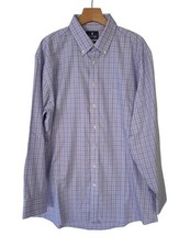 Stafford Executive Pinpoint Oxford Shirt Blue Check Regular Fit Mens 17/34-35
