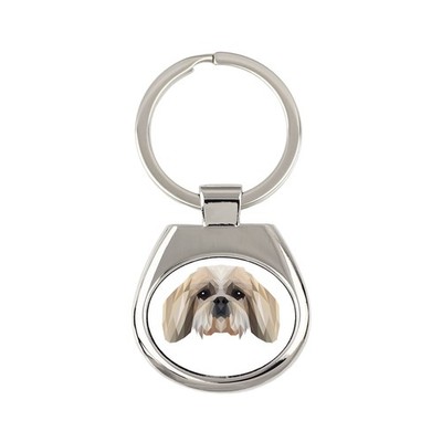 Shih Tzu, Shi tsu, Shi-Tzu, Szi-cu, Szitzu - geometrischer Schlüsselanhänger mit