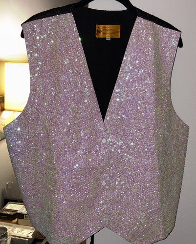 JC Brand Vest XL Sequin Stage Costume Festival Whimsy Flashy - VTG