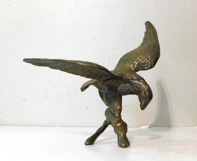 Brass Eagle on a Branch Sculpture Wings Spread 10.5''