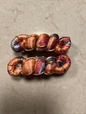 Vintage Sari Silk Fabric Hair Barrettes Clip Gold Rope Detail