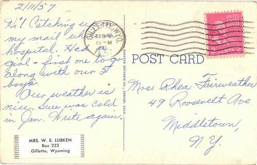 A Message From Snow-Clad Mountains, Checklist Message, 1957 Postcard - Picture 2 of 2