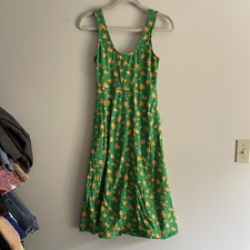 Tabitha Brown Target Women XS Green Orange Leopard Print Pockets Midi Tank Dress