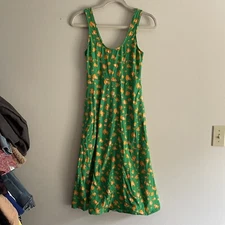 Tabitha Brown Target Women XS Green Orange Leopard Print Pockets Midi Tank Dress